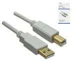 Cablu DINIC USB 2.0 HQ DINIC USB 2.0 cu mufă A la B, 28 AWG / 2C, 26 AWG / 2C, alb, 2.00m, DINIC Box